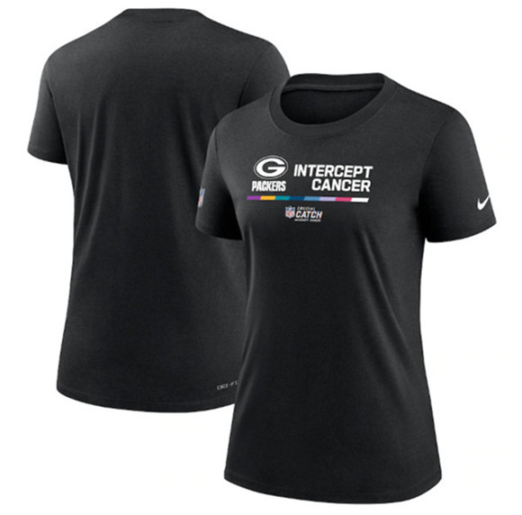 Women's Green Bay Packers Black 2022 Crucial Catch Performance T-Shirt(Run Small)